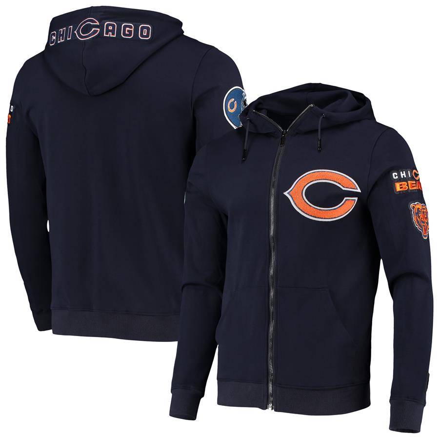 Chicago Bears Pro Standard 4-Hit Full-Zip Hoodie - Navy