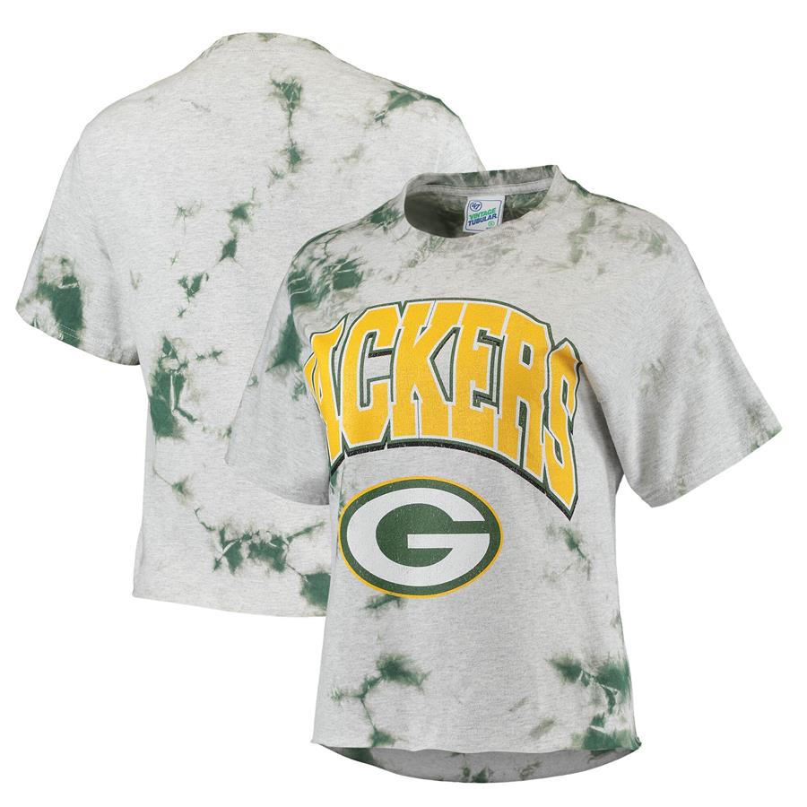 Green Bay Packers '47 Women's Cambridge Vintage Tubular Tie-Dye Crop Top - Green
