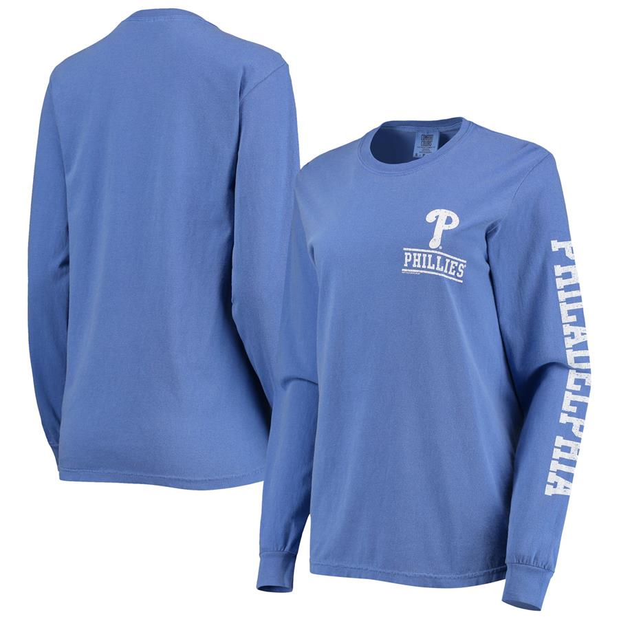 Philadelphia Phillies Soft as a Grape Women's Pigment Dye Long Sleeve T-Shirt - Royal
