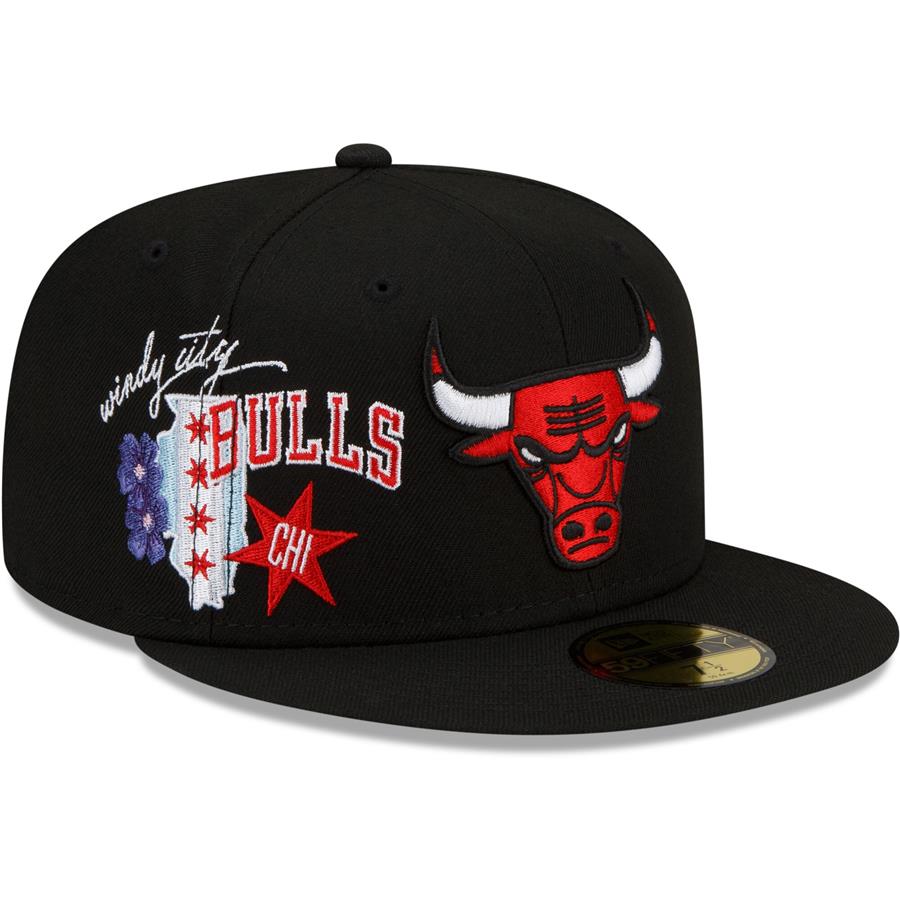 Chicago Bulls New Era City Cluster 59FIFTY Fitted Hat - Black