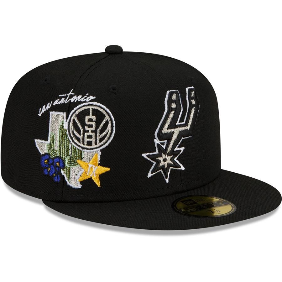 San Antonio Spurs New Era City Cluster 59FIFTY Fitted Hat - Black