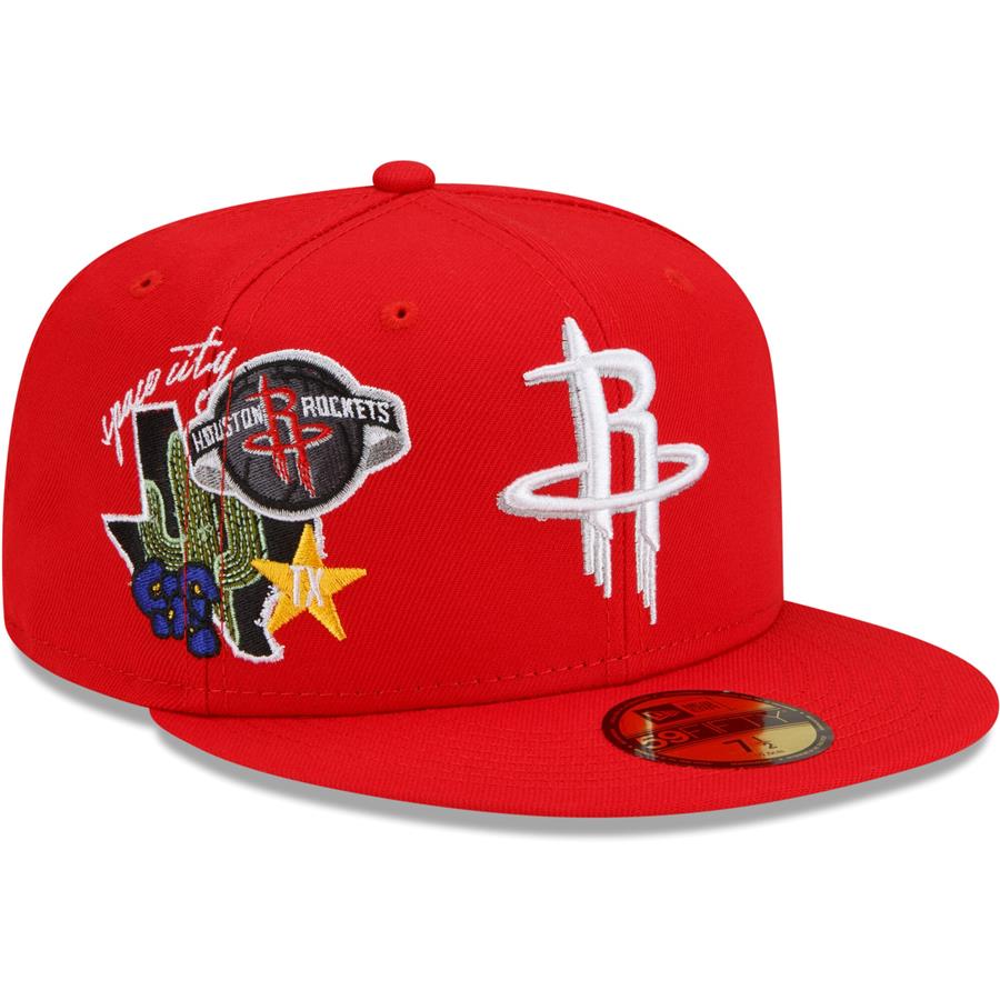 Houston Rockets New Era City Cluster 59FIFTY Fitted Hat - Red