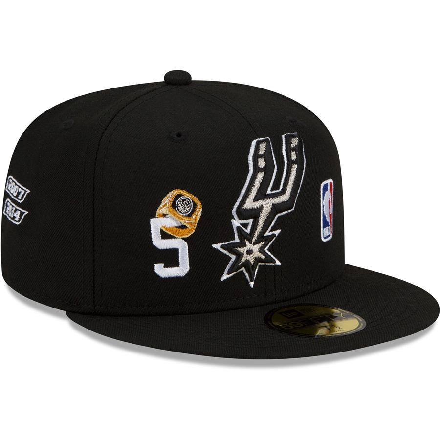 San Antonio Spurs New Era 5x World Champions Count the Rings 59FIFTY Fitted Hat - Black