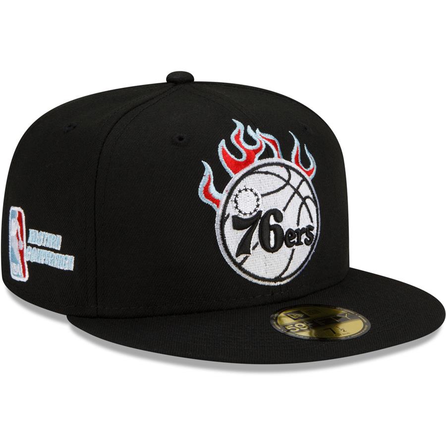 Philadelphia 76ers New Era Eastern Conference Fire 59FIFTY Fitted Hat - Black