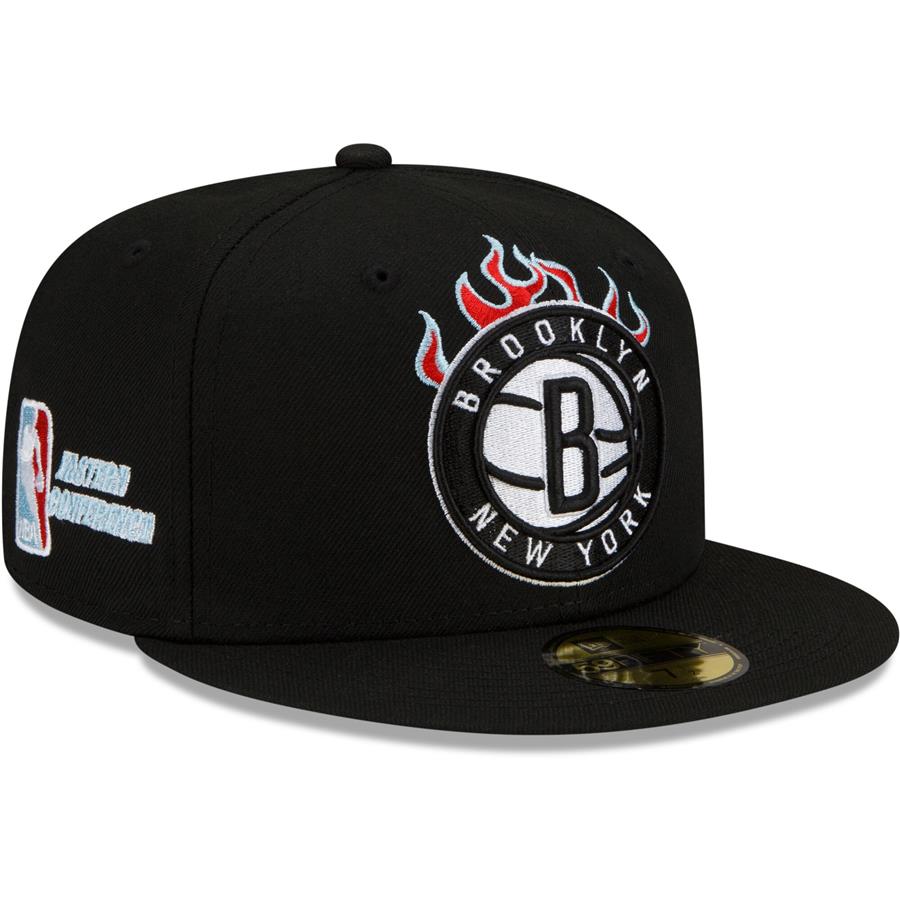 Brooklyn Nets New Era Eastern Conference Fire 59FIFTY Fitted Hat - Black