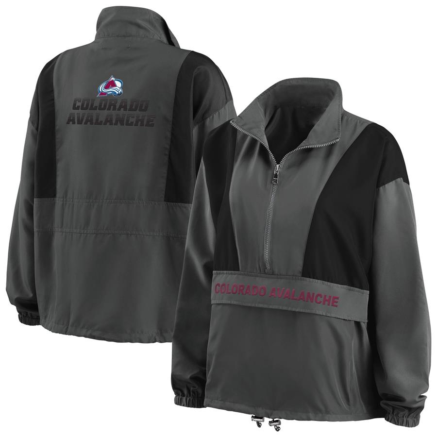 Colorado Avalanche WEAR by Erin Andrews Women's Popover Packable Half-Zip Jacket - Charcoal