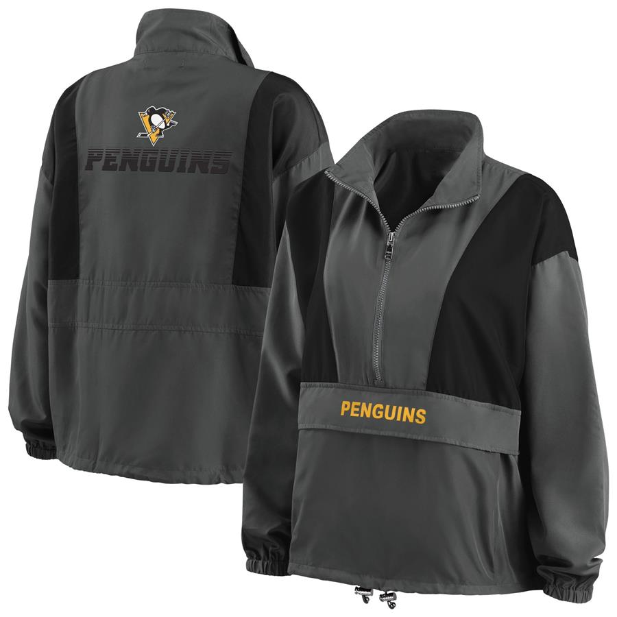 Pittsburgh Penguins WEAR by Erin Andrews Women's Popover Packable Half-Zip Jacket - Charcoal
