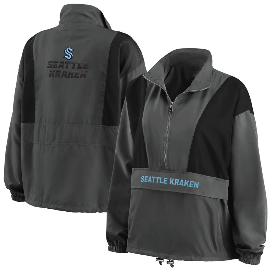 Seattle Kraken WEAR by Erin Andrews Women's Popover Packable Half-Zip Jacket - Charcoal