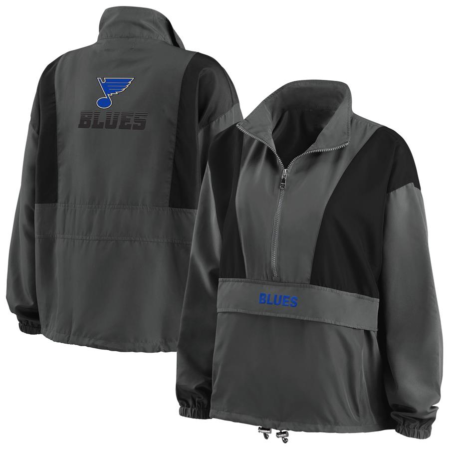 St. Louis Blues WEAR by Erin Andrews Women's Popover Packable Half-Zip Jacket - Charcoal
