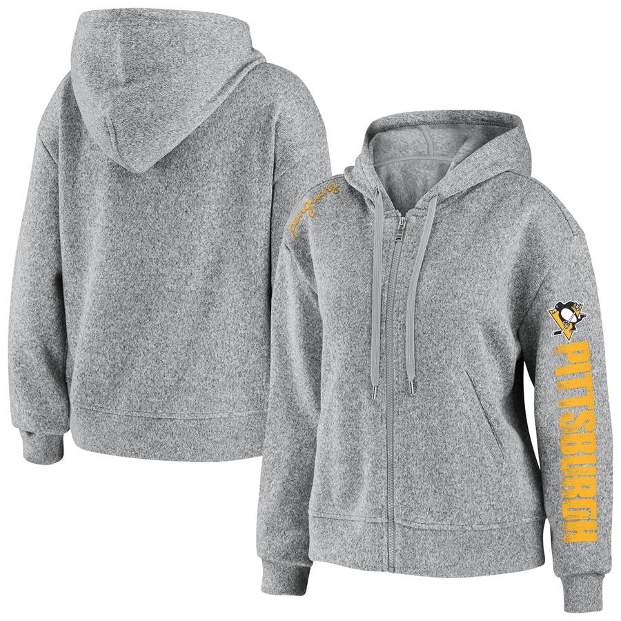 Pittsburgh Penguins WEAR by Erin Andrews Women's Full-Zip Hoodie - Heathered Gray