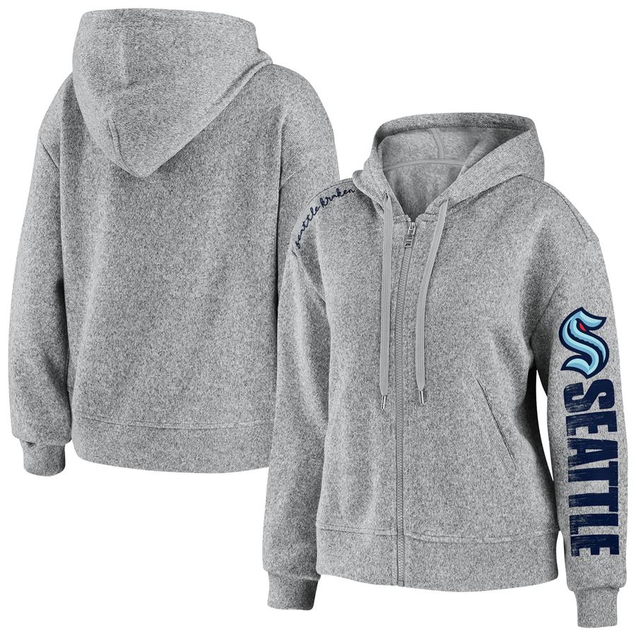 Seattle Kraken WEAR by Erin Andrews Women's Full-Zip Hoodie - Heathered Gray