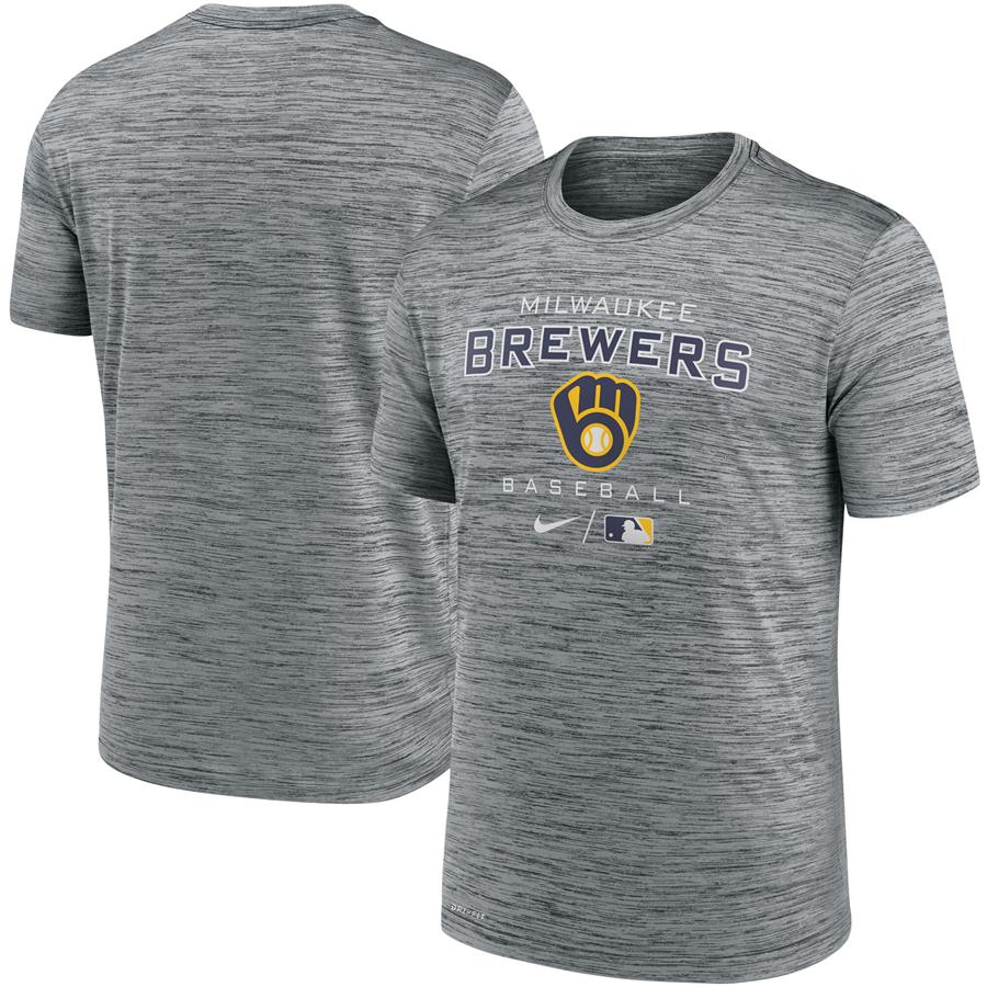 Milwaukee Brewers Nike Authentic Collection Velocity Practice Performance T-Shirt - Anthracite