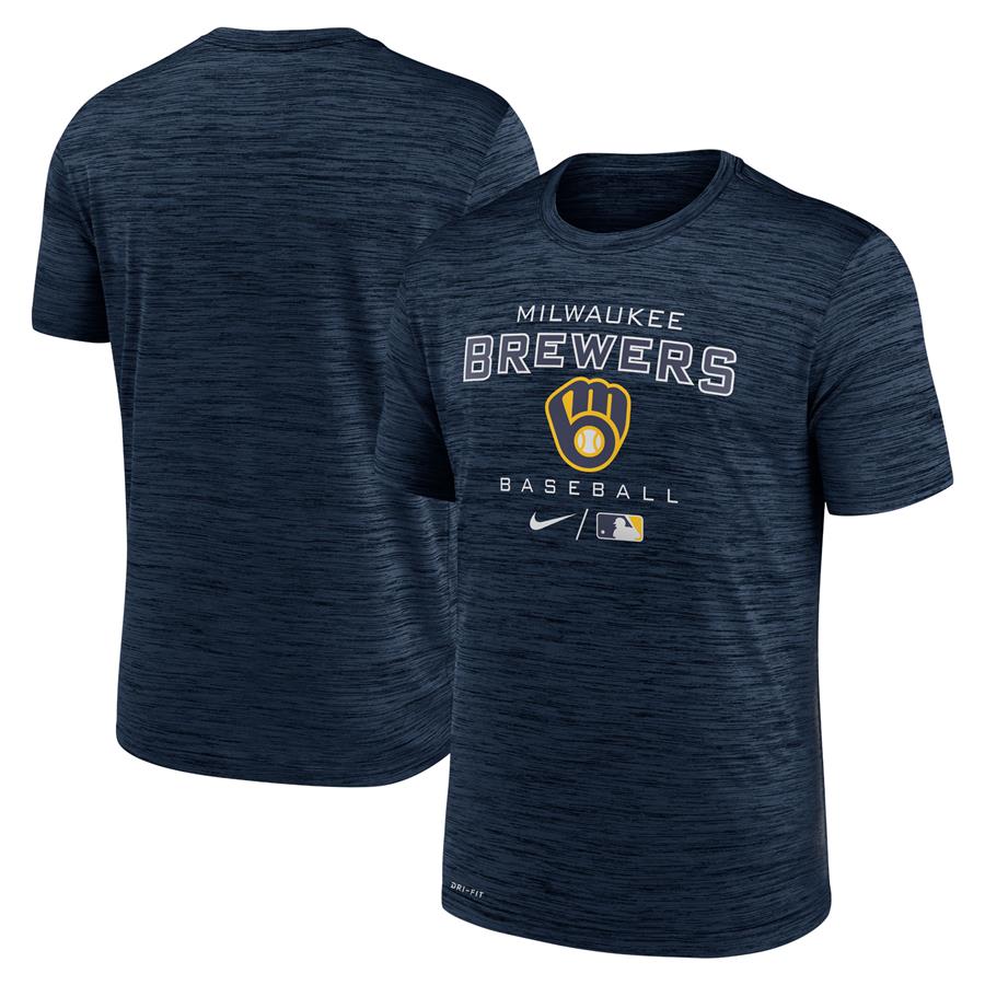Milwaukee Brewers Nike Authentic Collection Velocity Practice Performance T-Shirt - Navy
