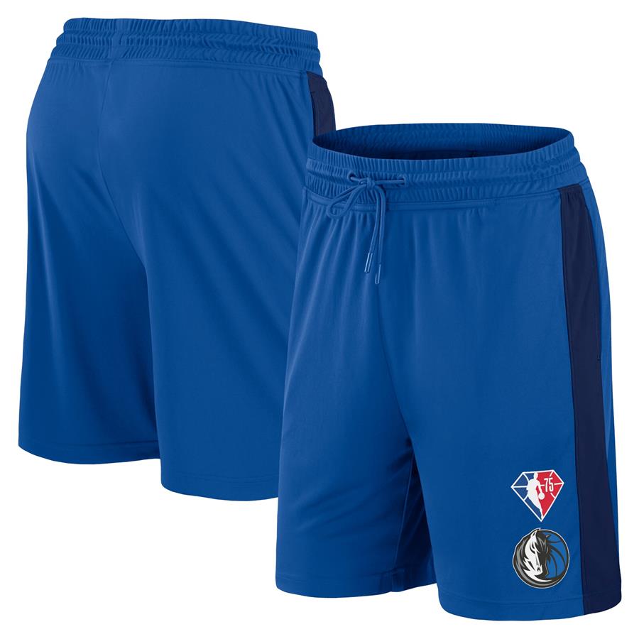 Dallas Mavericks Fanatics Branded 75th Anniversary Downtown Performance Practice Shorts - Blue