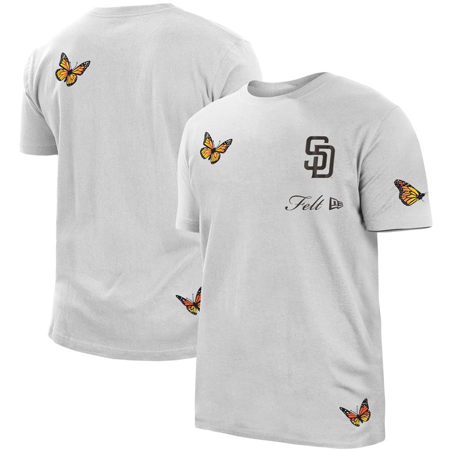 San Diego Padres New Era x FELT Butterfly T-Shirt - White