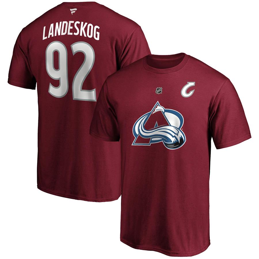 Gabriel Landeskog Colorado Avalanche Fanatics Branded Authentic Stack Name & Number T-Shirt - Burgundy