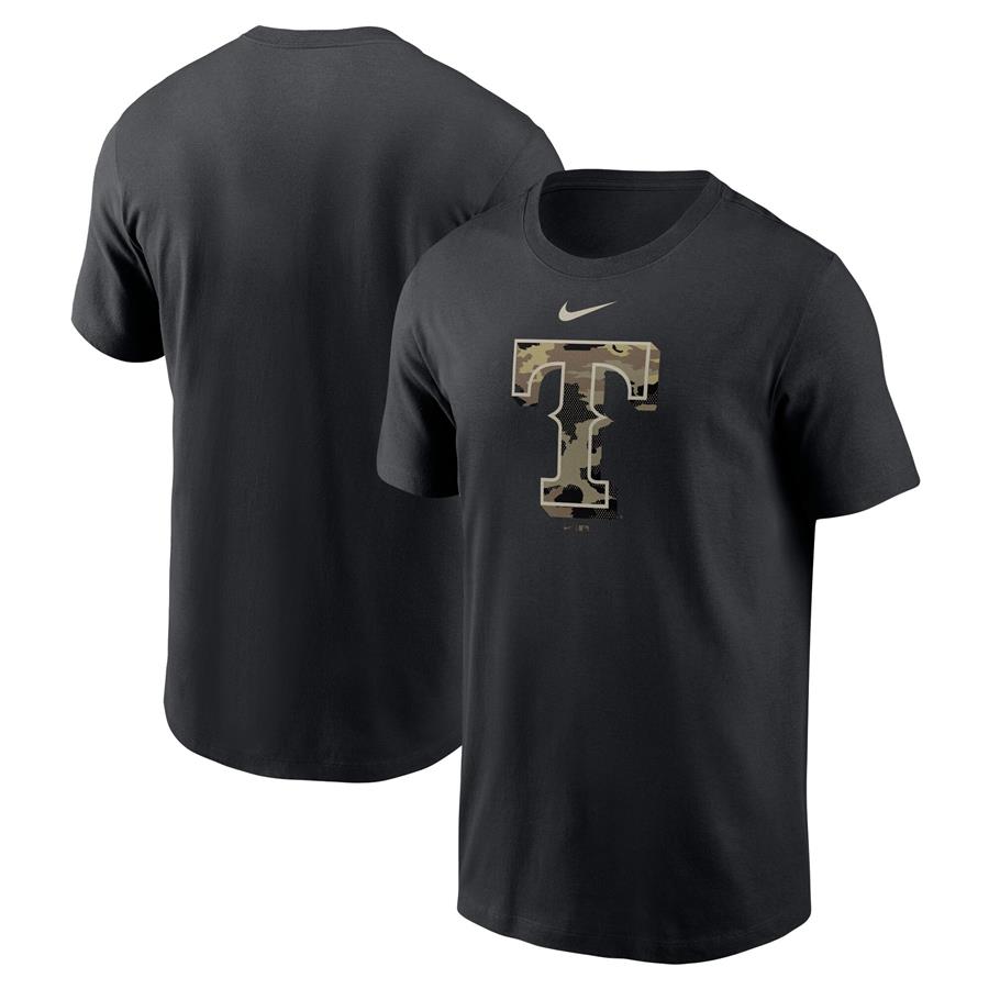 Texas Rangers Nike Team Camo Logo T-Shirt - Black