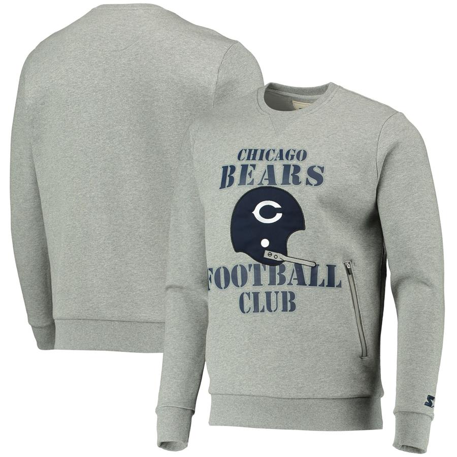 Chicago Bears Starter Locker Room Throwback End Zone Pullover Sweatshirt - Gray