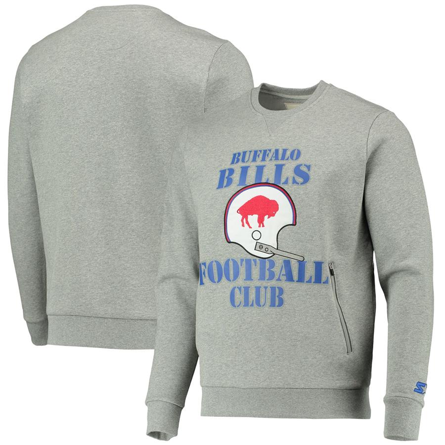 Buffalo Bills Starter Locker Room Throwback End Zone Pullover Sweatshirt - Gray
