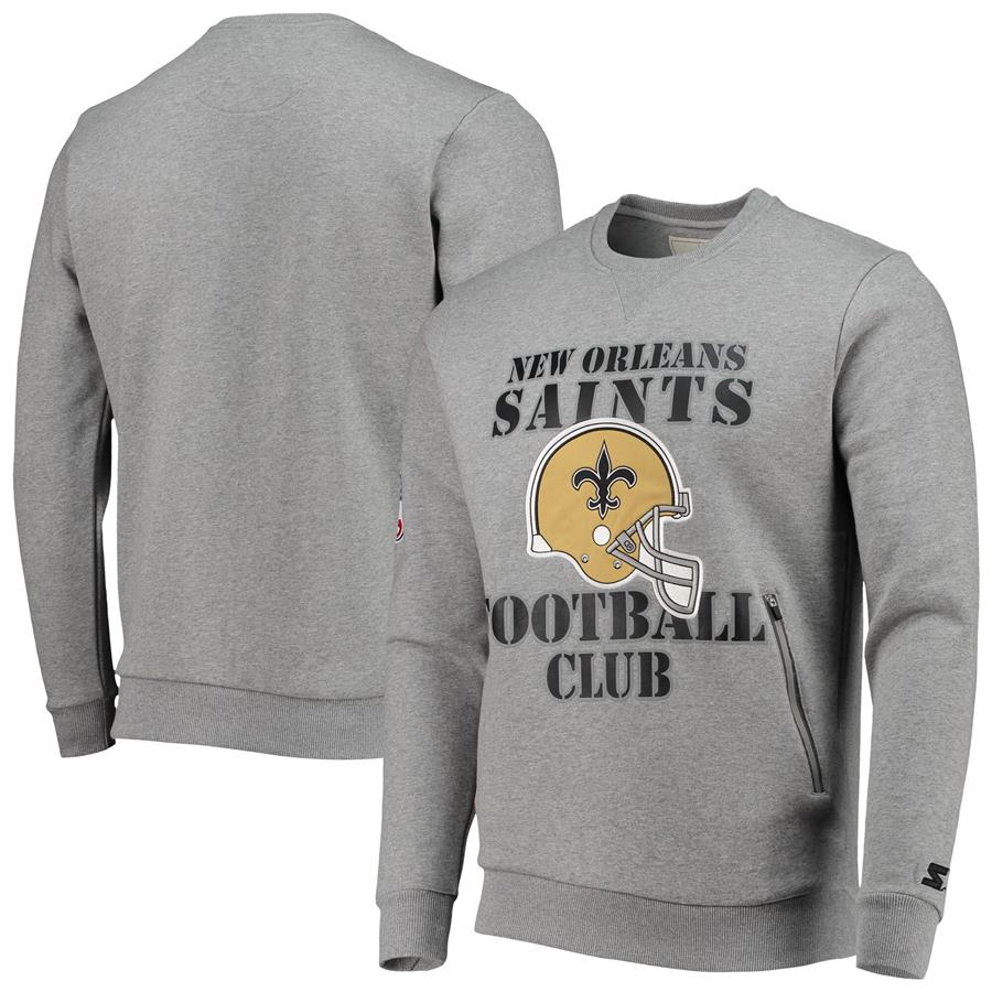 New Orleans Saints Starter Locker Room Throwback End Zone Pullover Sweatshirt - Gray
