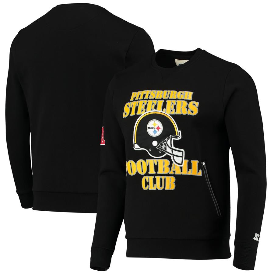 Pittsburgh Steelers Starter Locker Room Throwback End Zone Pullover Sweatshirt - Black
