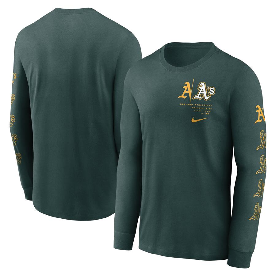 Oakland Athletics Nike Team Slider Tri-Blend Long Sleeve T-Shirt - Green
