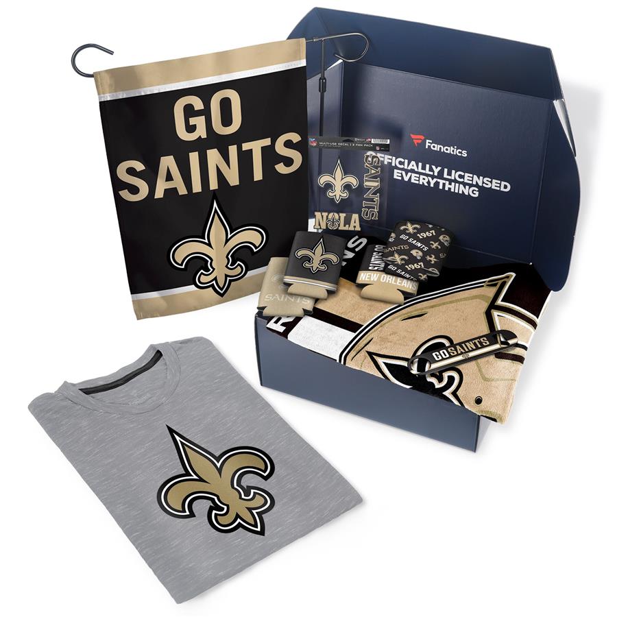 New Orleans Saints Fanatics Pack Tailgate Game Day Essentials T-Shirt Gift Box - $107+ Value