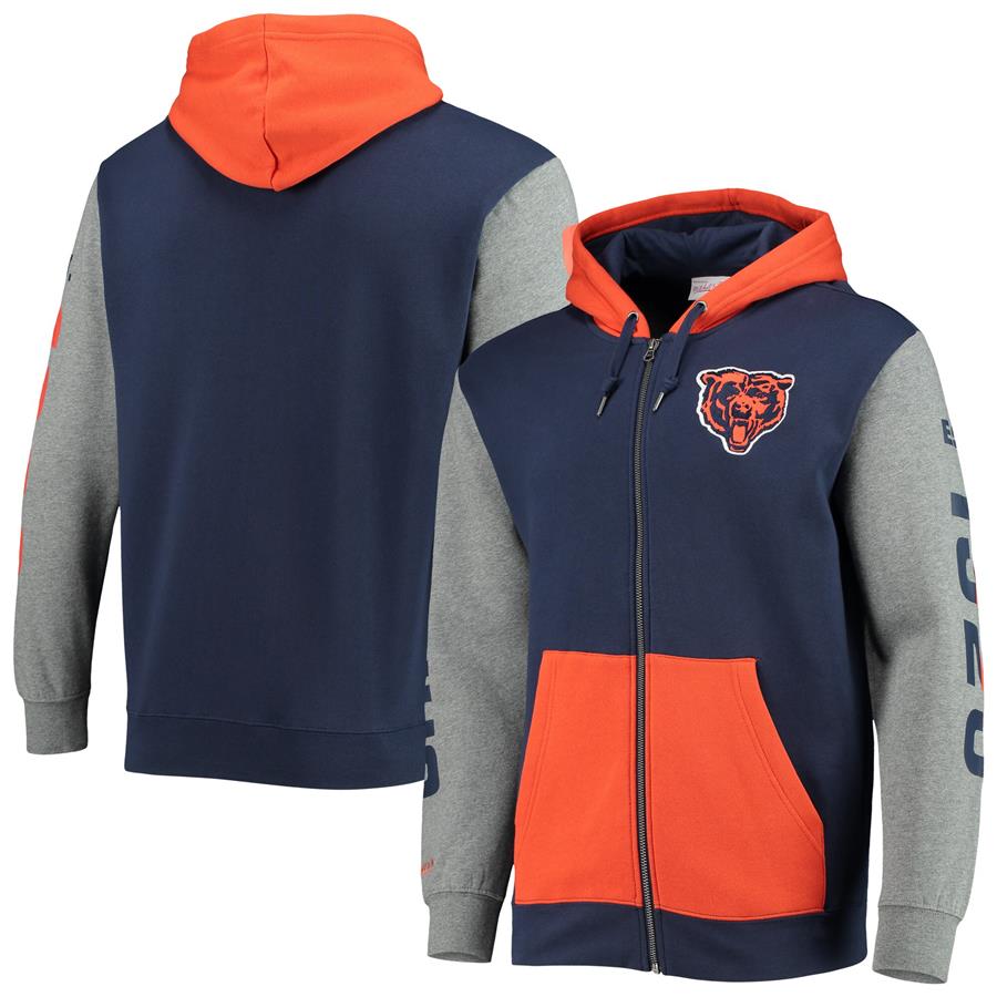 Chicago Bears Mitchell & Ness Team Full-Zip Hoodie Jacket - Navy