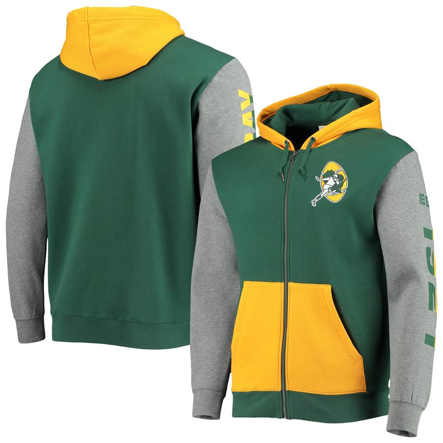Green Bay Packers Mitchell & Ness Team Full-Zip Hoodie Jacket - Green