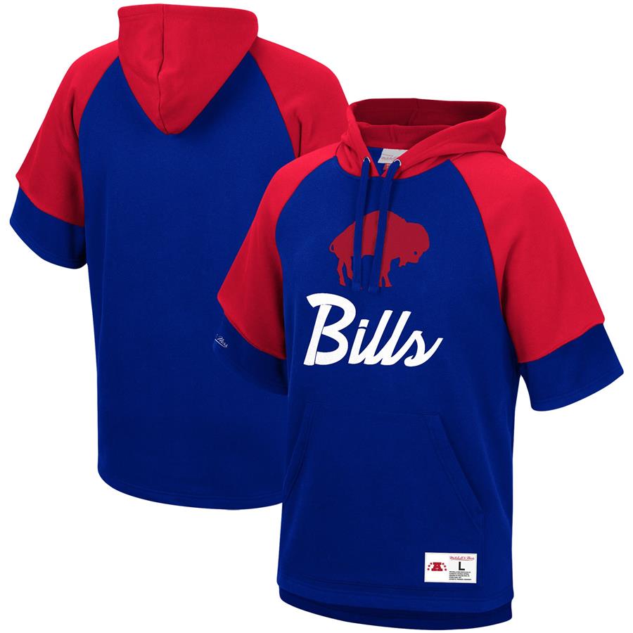 Buffalo Bills Mitchell & Ness Home Advantage Raglan Short Sleeve Pullover Hoodie - Royal