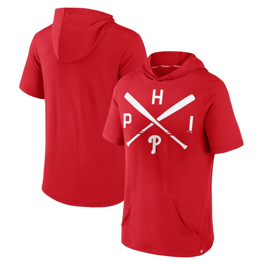 Philadelphia Phillies Fanatics Branded Iconic Rebel Short Sleeve Pullover Hoodie - Red