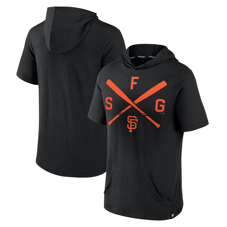 San Francisco Giants Fanatics Branded Iconic Rebel Short Sleeve Pullover Hoodie - Black