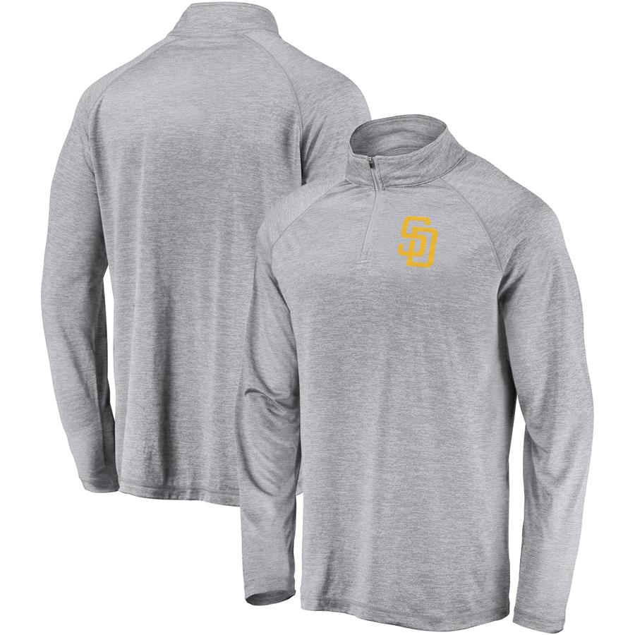 San Diego Padres Fanatics Branded Primary Logo Quarter-Zip Raglan Jacket - Gray