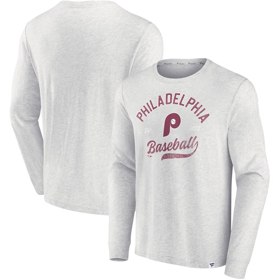 Philadelphia Phillies Fanatics Branded True Classics Game Maker Long Sleeve T-Shirt - Heathered Gray