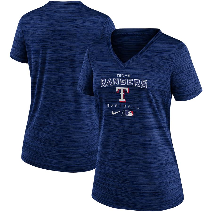 Texas Rangers Nike Women's Authentic Collection Velocity Space-Dye Performance V-Neck T-Shirt - Royal