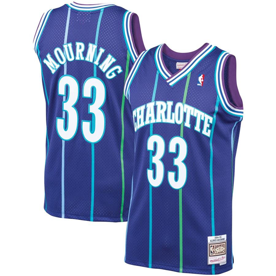 Alonzo Mourning Charlotte Hornets Mitchell & Ness 1994-95 Hardwood Classics Swingman Jersey - Purple