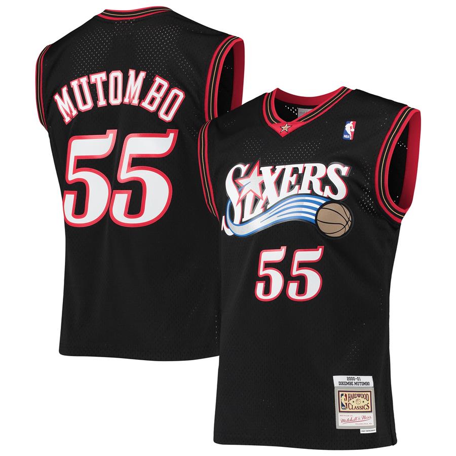 Dikembe Mutombo Philadelphia 76ers Mitchell & Ness 2000-01 Hardwood Classics Swingman Jersey - Black