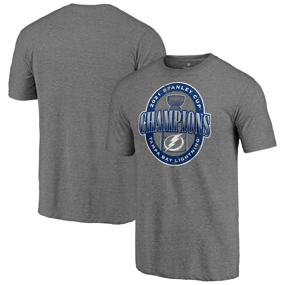 Tampa Bay Lightning Fanatics Branded 2021 Stanley Cup Champions Heroic Sides Tri-Blend T-Shirt - Heathered Gray