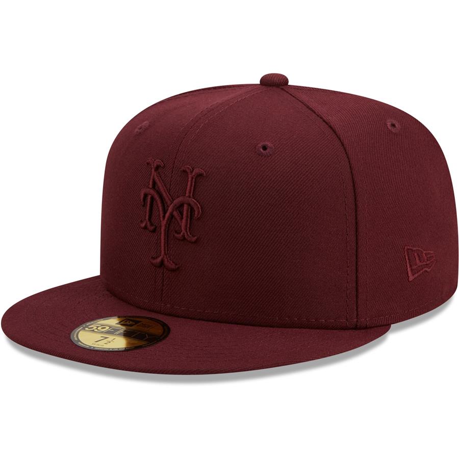 New York Mets New Era Oxblood Tonal 59FIFTY Fitted Hat - Maroon