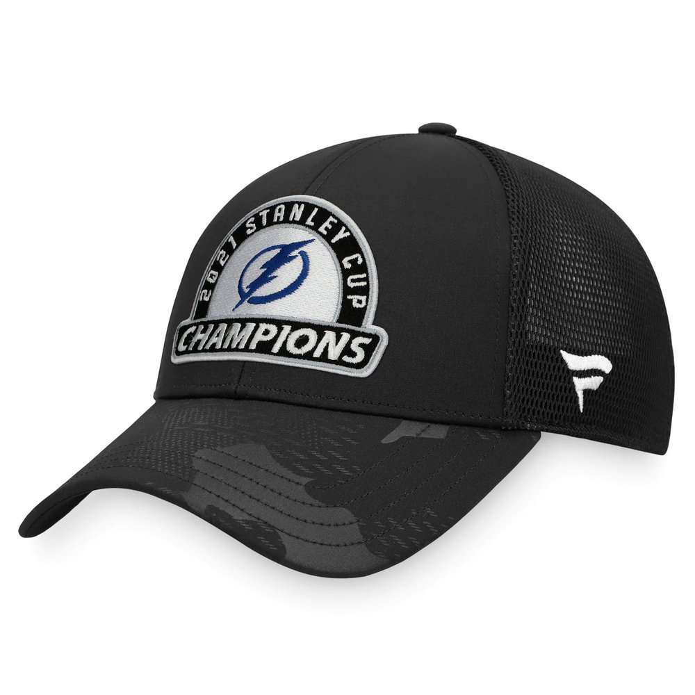 Tampa Bay Lightning Fanatics Branded 2021 Stanley Cup Champions Locker Room Adjustable Trucker Hat - Black