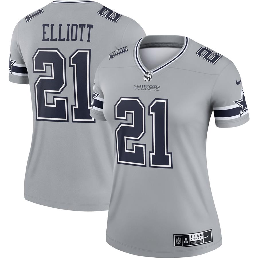 Женское джерси Ezekiel Elliott Dallas Cowboys Nike Inverted Legend (серый)