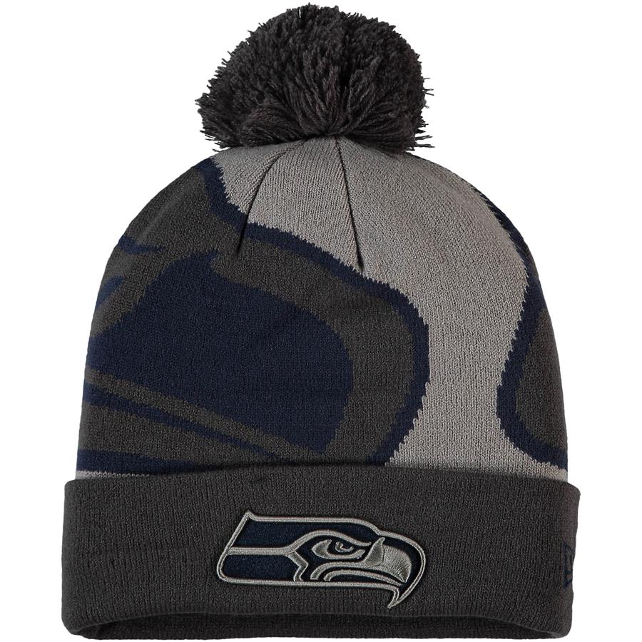 Seattle Seahawks New Era Logo Whiz Redux Cuffed Knit Hat - Graphite
