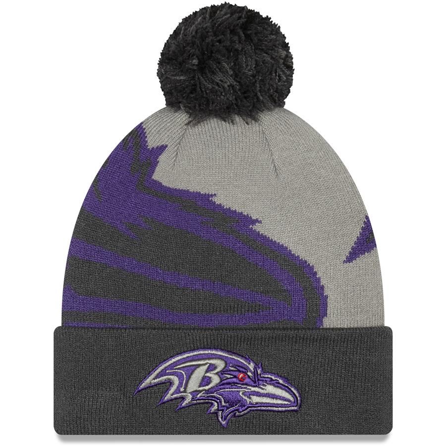 Baltimore Ravens New Era Logo Whiz Redux Cuffed Knit Hat - Graphite