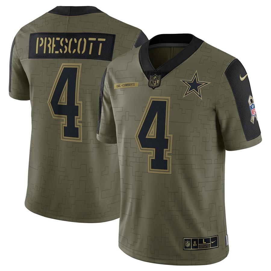 Dak Prescott Dallas Cowboys Nike 2021 Salute To Service Limited Player Jersey - Olive