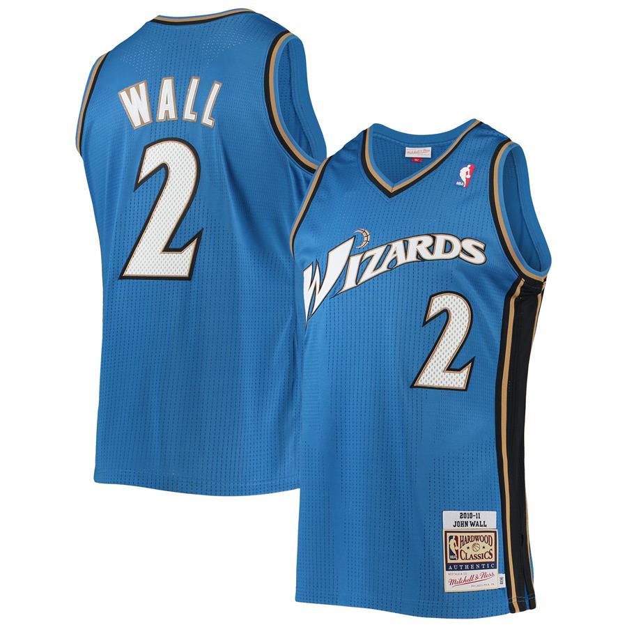 John Wall Washington Wizards Mitchell & Ness 2010-11 Hardwood Classics Authentic Jersey - Blue