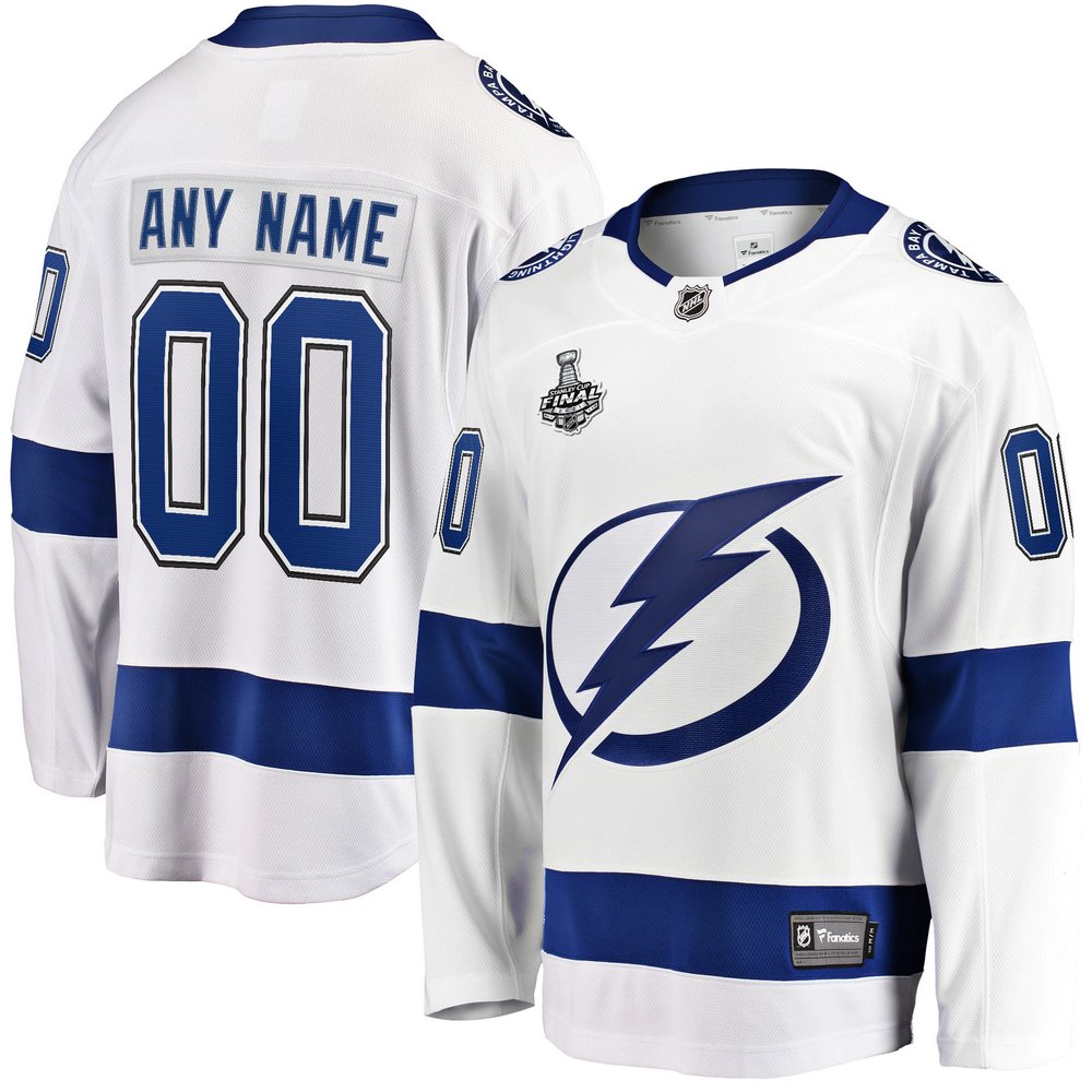 Tampa Bay Lightning Fanatics Branded Away 2021 Stanley Cup Final Bound Breakaway Custom Jersey - White