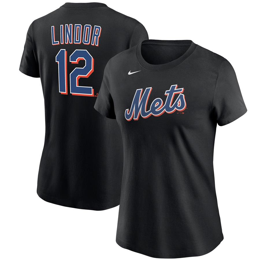 Francisco Lindor New York Mets Nike Women's Name & Number T-Shirt - Black