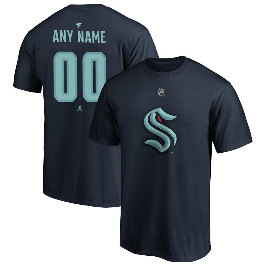 Seattle Kraken Fanatics Branded Authentic Personalized T-Shirt - Deep Sea Blue