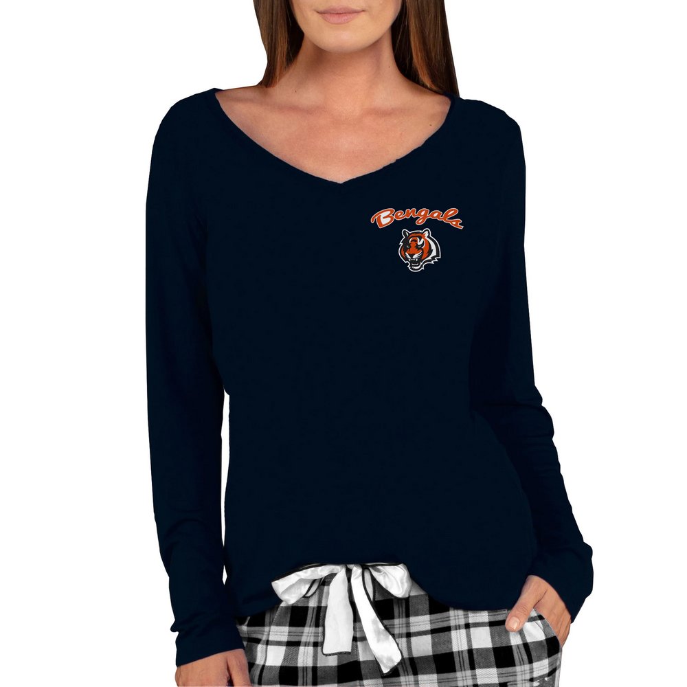 Cincinnati Bengals Concepts Sport Women's Marathon Knit Long Sleeve V-Neck T-Shirt - Black