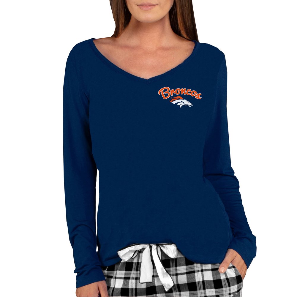 Denver Broncos Concepts Sport Women's Marathon Knit Long Sleeve V-Neck T-Shirt - Navy